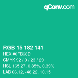Color code: RGB 15 182 141 | qconv.com