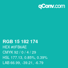 Color code: RGB 15 182 174 | qconv.com