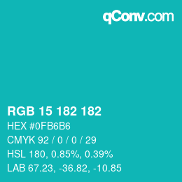 Color code: RGB 15 182 182 | qconv.com