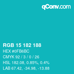 カラーコード: RGB 15 182 188 | qconv.com