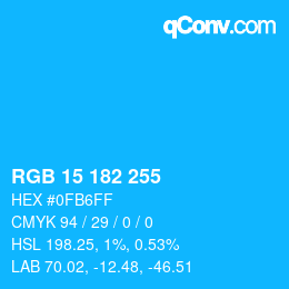 Color code: RGB 15 182 255 | qconv.com