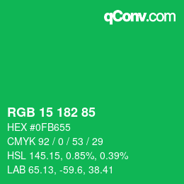 Color code: RGB 15 182 85 | qconv.com