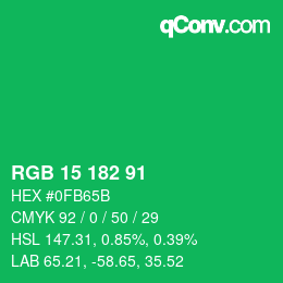 Color code: RGB 15 182 91 | qconv.com