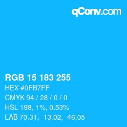 Color code: RGB 15 183 255 | qconv.com