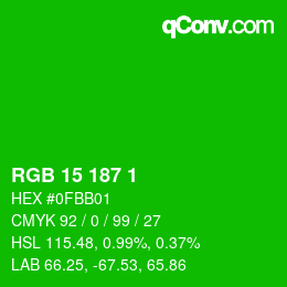 Color code: RGB 15 187 1 | qconv.com