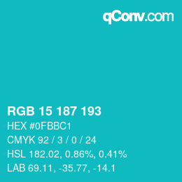 Color code: RGB 15 187 193 | qconv.com