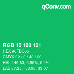 Color code: RGB 15 188 101 | qconv.com