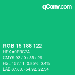 Color code: RGB 15 188 122 | qconv.com