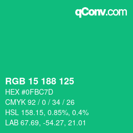 Color code: RGB 15 188 125 | qconv.com