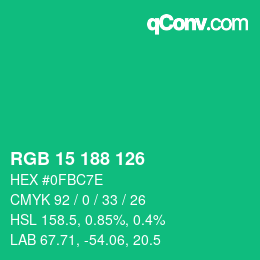 Color code: RGB 15 188 126 | qconv.com