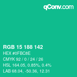 Color code: RGB 15 188 142 | qconv.com