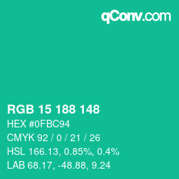 Color code: RGB 15 188 148 | qconv.com