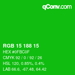 Color code: RGB 15 188 15 | qconv.com