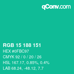 Color code: RGB 15 188 151 | qconv.com