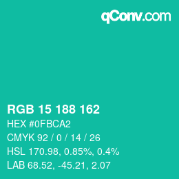 Color code: RGB 15 188 162 | qconv.com