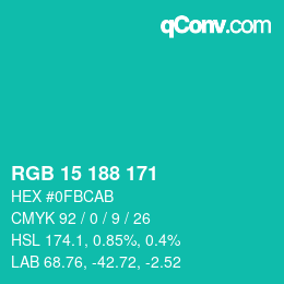 カラーコード: RGB 15 188 171 | qconv.com