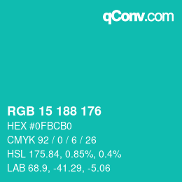 Color code: RGB 15 188 176 | qconv.com