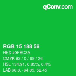 Color code: RGB 15 188 58 | qconv.com