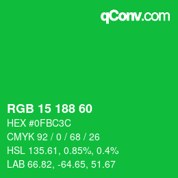 Color code: RGB 15 188 60 | qconv.com