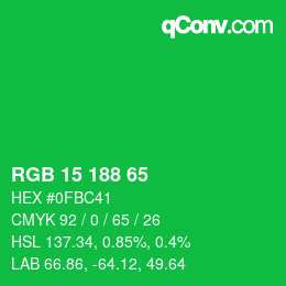 Color code: RGB 15 188 65 | qconv.com