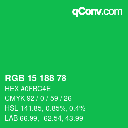 Color code: RGB 15 188 78 | qconv.com