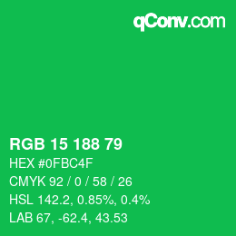 Color code: RGB 15 188 79 | qconv.com