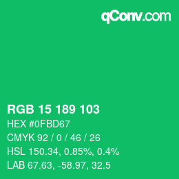 Color code: RGB 15 189 103 | qconv.com