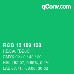 Color code: RGB 15 189 108 | qconv.com