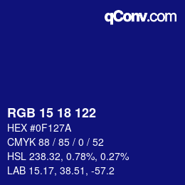 カラーコード: RGB 15 18 122 | qconv.com