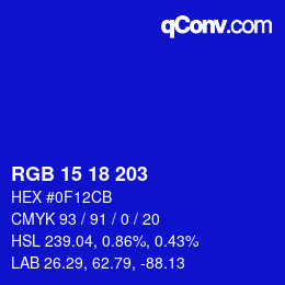 Color code: RGB 15 18 203 | qconv.com