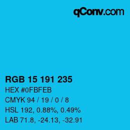 颜色代码: RGB 15 191 235 | qconv.com