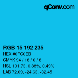 Color code: RGB 15 192 235 | qconv.com