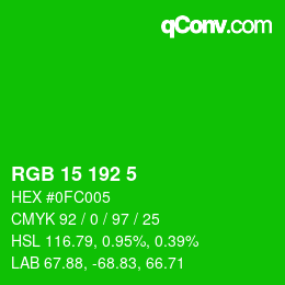 Color code: RGB 15 192 5 | qconv.com