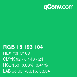 Color code: RGB 15 193 104 | qconv.com