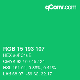 Color code: RGB 15 193 107 | qconv.com
