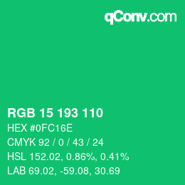 Color code: RGB 15 193 110 | qconv.com