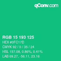 Color code: RGB 15 193 125 | qconv.com