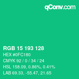 Color code: RGB 15 193 128 | qconv.com