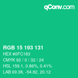 Color code: RGB 15 193 131 | qconv.com
