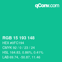Color code: RGB 15 193 148 | qconv.com