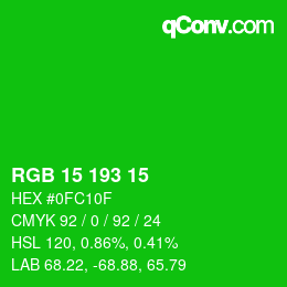 Color code: RGB 15 193 15 | qconv.com