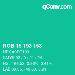 Color code: RGB 15 193 153 | qconv.com