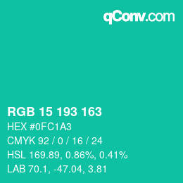 Color code: RGB 15 193 163 | qconv.com