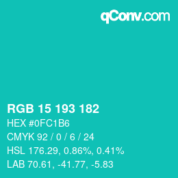 Color code: RGB 15 193 182 | qconv.com