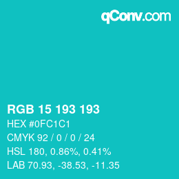 Color code: RGB 15 193 193 | qconv.com