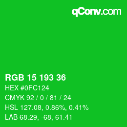 Color code: RGB 15 193 36 | qconv.com