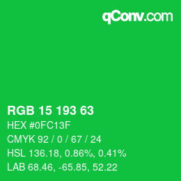 Color code: RGB 15 193 63 | qconv.com