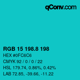 カラーコード: RGB 15 198.8 198 | qconv.com