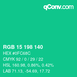Color code: RGB 15 198 140 | qconv.com