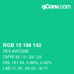 Color code: RGB 15 198 142 | qconv.com
